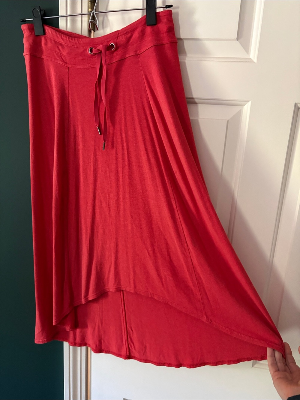 Athleta Coral Red High-Low Drawstring Skirt